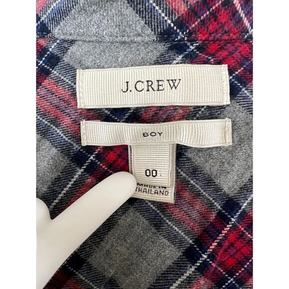 J. Crew Red Gray Tartan Plaid Long Sleeve Button-Down Boy Shirt Size 00 - Picture 4 of 6